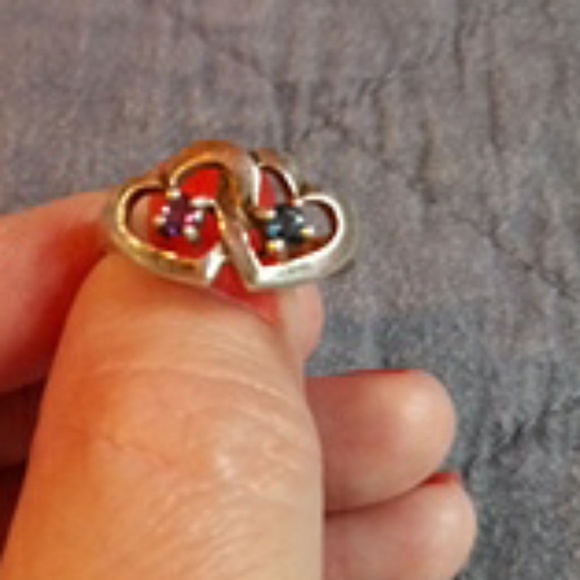 Sterling hearts w/genuine saphire & amethyst - Picture 1 of 4